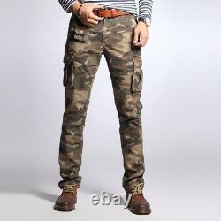 100% Cotton Pants Men Spring Camouflage Military Long Trousers Muti Pockets