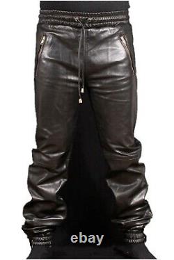 100% Genuine Sheep/Lambskin Soft Leather Trouser Draw Pants For Jogging For Men