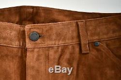 $1450 RALPH LAUREN BLACK LABEL Brown SUEDE Western Cargo Pants Trousers 36