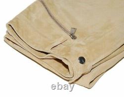 $1495 Polo Ralph Lauren Black Label Men Suede Leather Moto Pants Beige Tan 36/32