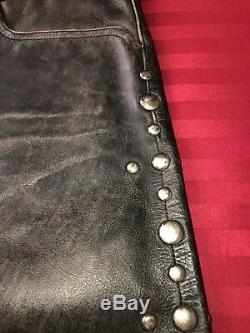 $1500 RRL Ralph Lauren Double RL Leather JEAN Pant 32 X 32