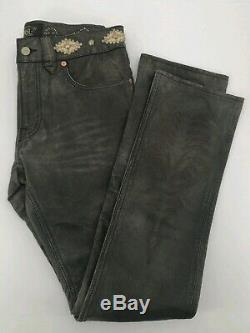 $1800 RRL Ralph Lauren 1940 Inspired Slim Fit 29 Studded distressed Leather Pant