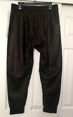 $1900 New Neil Barrett Unisex Fashion Leather Track Pants M/italy Tag Size Xl/36