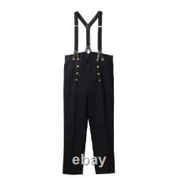 2024 Punk men's long pants, high waisted autumn pants, retro suspender pants