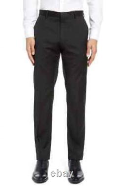 $228 HUGO BOSS Men's Charcoal Gibson CYL Flat Front Slim Fit Dress Pants 32 x 32