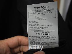 £3395 Tom Ford 3 Pieces Black Suits Wool Jacket Trouser Coat Shirt IT56 US46