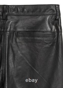 $350 Men's H&M STUDIO AW17 Leather Pants 31 Fit Trousers Biker Style Soft Black