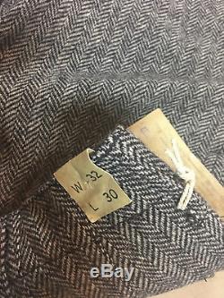 $490 Ralph Lauren Rrl Double Rl Herringbone Wool Dress Pant Black/grey 32/30