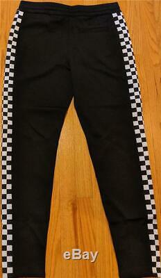 $495 Mens Authentic Versus Versace Checkerboard Stripe Jogger Pants Black Medium