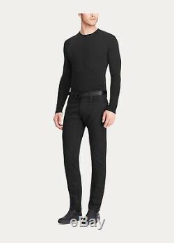 $495 Ralph Lauren Purple Label Mens Straight Fit Black Stretch Denim Jeans Pants