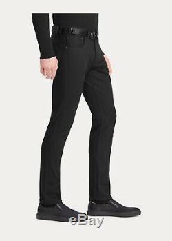 $495 Ralph Lauren Purple Label Mens Straight Fit Black Stretch Denim Jeans Pants