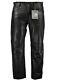 501 Black Classic Fitted Biker Motorcycle Men's Leather Pants Trousers Soft