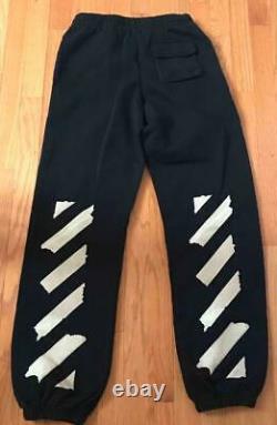 $530 Mens Authentic Off-White Tape Arrow Sweatpants Black Medium Slim