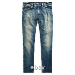 $595 Ralph Lauren Purple Label Mens Slim Fit Washed Vintage Denim Jeans Pants 34