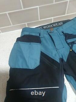 6202 Snickers RuffWork, Petrol/Black Work Trousers+ Holster Pockets