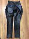665 Leather Mens Black And Blue Breechers Size 32x33 Excellent Used Condition