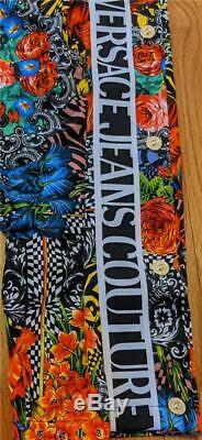 $675 Mens Versace Jeans Couture Optical Flower Logo Print Jogger Pants Large
