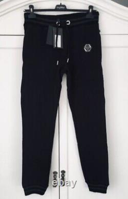£720 PHILIPP PLEIN Ribbed Cuffs Embossed Logo Sweatpants Joggers Made In ITALY