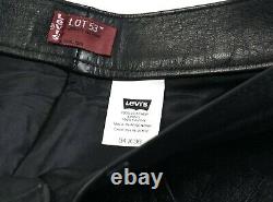 8193 Ultra Rare Vintage LEVIS Men`s Black Leather Pants LOT 53 Trousers Sz 34/36