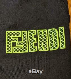 $850 Mens Authentic Fendi Fluorescent Mesh Logo Jogger Sweatpants Black 54 US 38