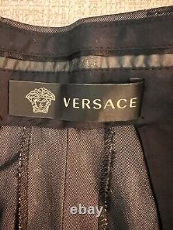 $975 NWT Authentic VERSACE 100% Silk Gray Dress Pants sz 52/42 USA (34 waist)