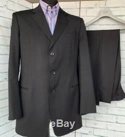 ARMANI COLLEZIONI Men's Black Suit 52 Reg Pure Wool / Trousers W36 L32