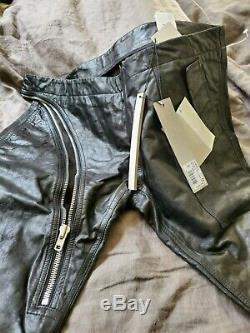 AUTHENTIC RUNWAY SS15 Rick Owens Asymmetrical Zippered Leather Pants Large