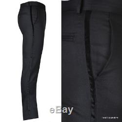 Alexander McQueen Luxurious Black Silk Wool Tuxedo Style Pants Trousers IT46 W30