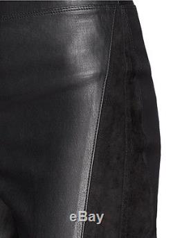 Alice And Olivia Black Leather And Suede Panel Leggings Us 8 Uk 12
