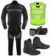 All Weather Motorbike Motorcycle Full Suit Set Jacket + Trouser + Gloves + Boots