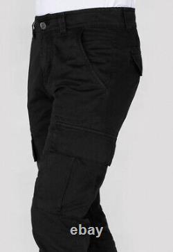 Alpha Industries Mens Cargo Pant Agent Slim Fitted Cotton Trousers in Black