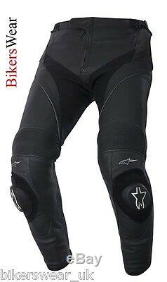 Alpinestars Missile Leather Motorcycle Pants Black Short Leg