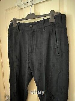 Ann Demeulemeester Black Linen-Wool Unique Distressed Trousers W36