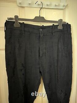 Ann Demeulemeester Black Linen-Wool Unique Distressed Trousers W36