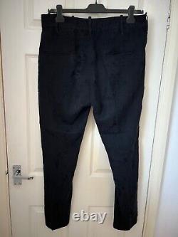 Ann Demeulemeester Black Linen-Wool Unique Distressed Trousers W36