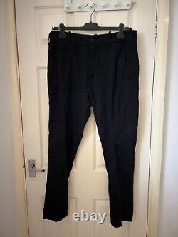 Ann Demeulemeester Black Linen-Wool Unique Distressed Trousers W36