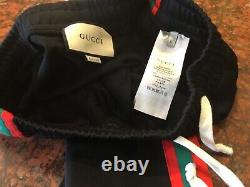 Authentic GUCCI BLACK RED/GREEN strip SWEATPANT size L MADE in ITALY