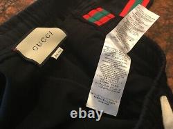 Authentic GUCCI BLACK RED/GREEN strip SWEATPANT size L MADE in ITALY