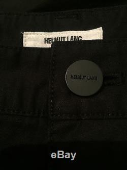 Authentic Helmut Lang black curved LG compact cargo chino pants cotton