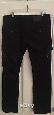 Authentic Helmut Lang black curved LG compact cargo chino pants cotton