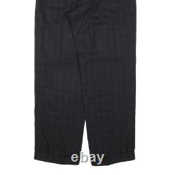 BALENCIAGA Check Pleated Mens Trousers Black Loose Tapered W32 L30