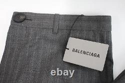 BALENCIAGA Men's Grey Wool Zip Fly Straight Leg Trousers IT48 W32 L27 NEW