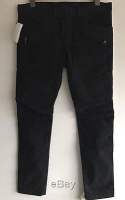 BALMAIN Black Velvet White Tape Biker Trousers MADE IN JAPAN Size 34 RRP £760