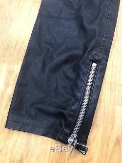 BALMAIN x H&M Mens Black Quilted Sections Leather Joggers Pants Trousers Small