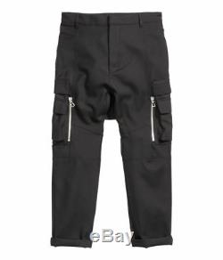 BALMAIN x H&M Mens Cargo 100% Italian Wool Pants Trousers S M 28 30 Waist Black