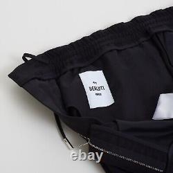 BERLUTI 900$ Black Cotton Drawstring Trousers Dress Pants