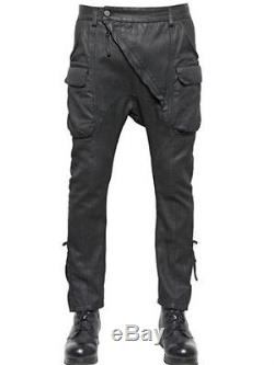 Bnwt Alexandre Plokhov Cargo Diagonal Front Waxed Cargo Black Trousers 48it, 729$