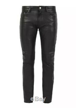 BNWT DIESEL P THAVAR L Mens Leather Trousers Black Biker Pants Jeans Slim Fit 33
