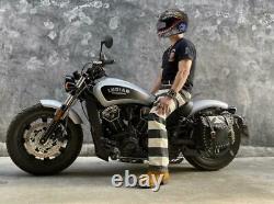 BOB DONG 2021 New Prisoner Striped Motorcycle Trousers Vintage 16oz Biker Pants