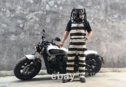 BOB DONG Prisoner Striped Overalls Vintage Men Motorcycle Biker Racing Trousers